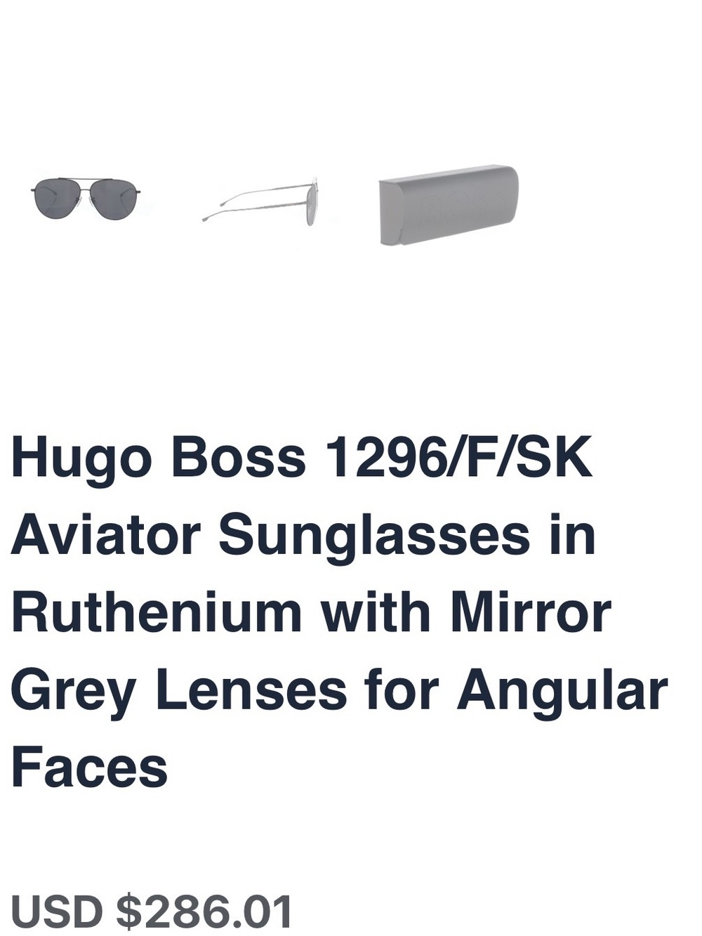 Hugo Boss Aviator Sunglasses in Ruthenium with Grey Mirror Lenses - Picture 2 of 7